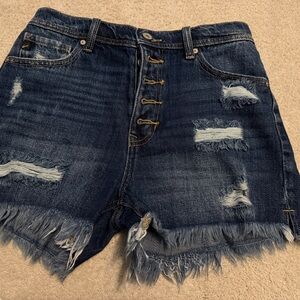 KanCan Dark Blue Distressed Jean Shorts